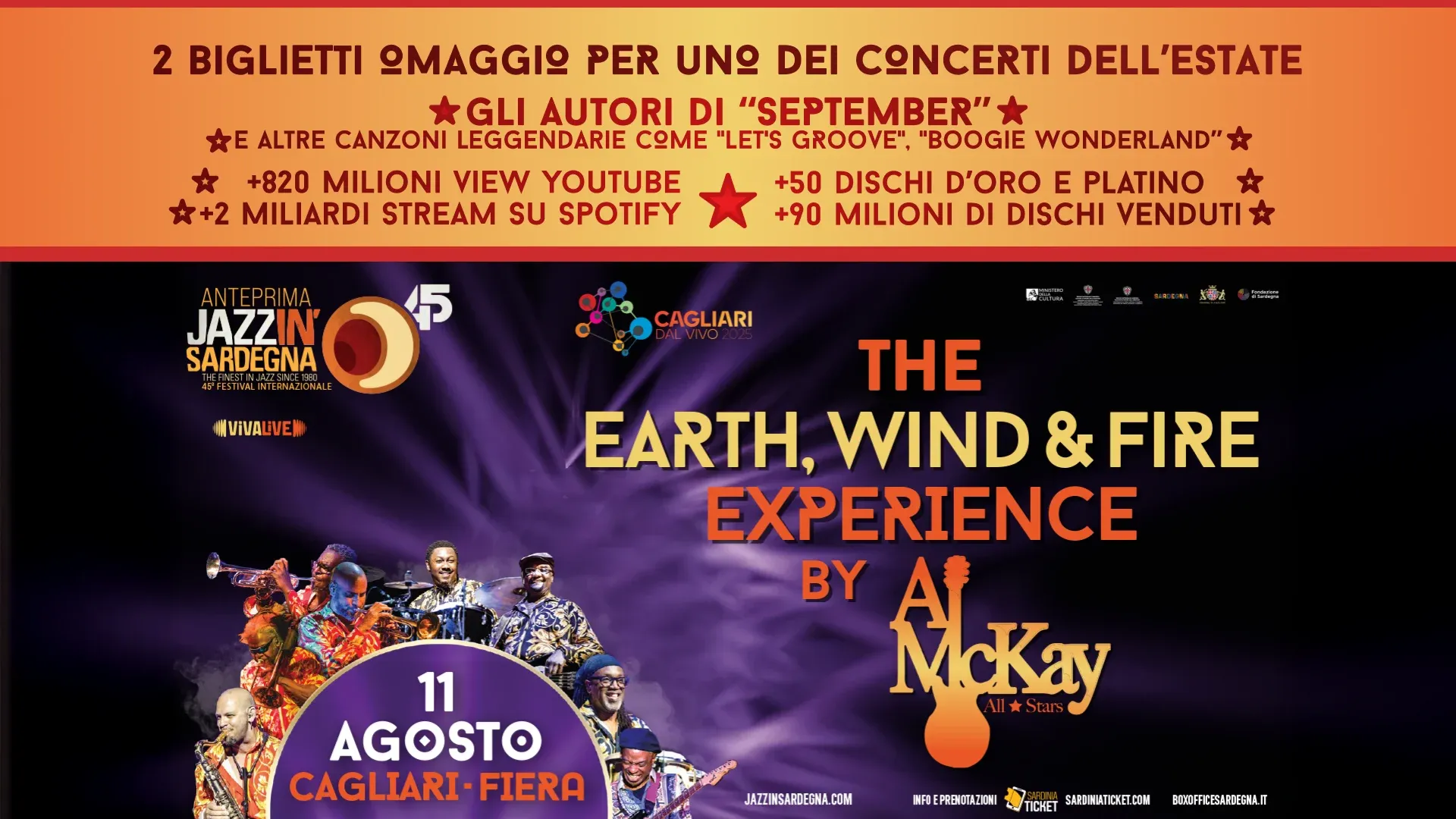 Earth Wind & Fire Experience by Al McKay: la grande musica live arriva a Cagliari con un progetto di inclusione sociale