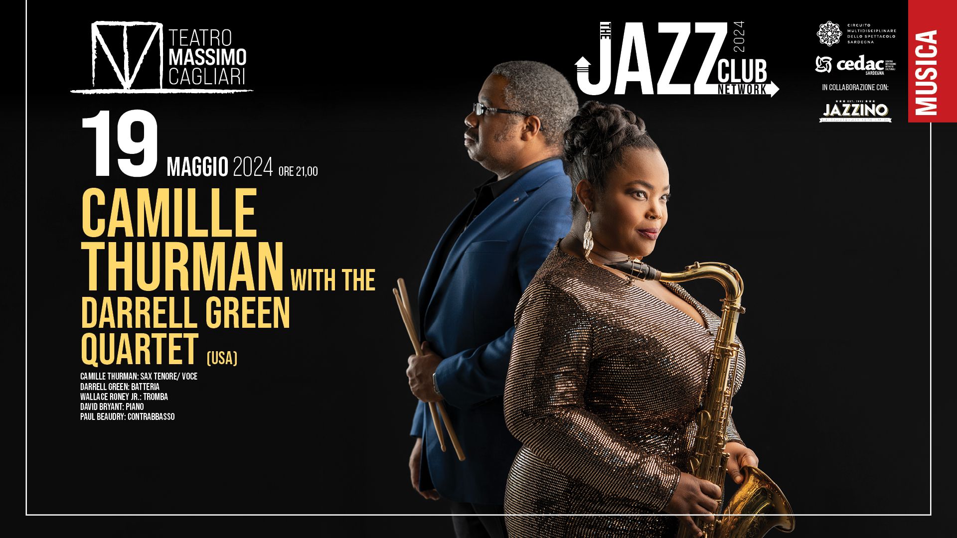 CAMILLE THURMAN WITH THE DARRELL GREEN QUARTET Live@ Teatro Massimo Cagliari