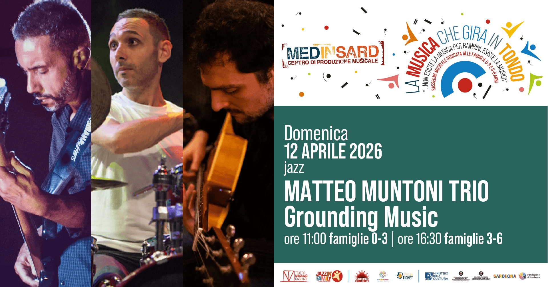 Matteo Muntoni trio – Grounding Music (famiglie 0-3 anni)@Teatro Massimo Cagliari
